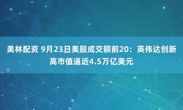 美林配资 9月23日美股成交额前20：英伟达创新高市值逼近4.5万亿美元
