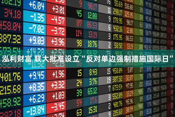 泓利财富 联大批准设立“反对单边强制措施国际日”