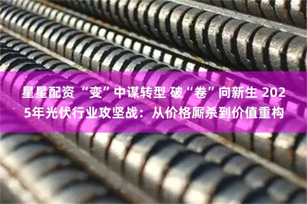 星星配资 “变”中谋转型 破“卷”向新生 2025年光伏行业攻坚战：从价格厮杀到价值重构