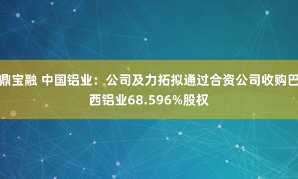 鼎宝融 中国铝业：公司及力拓拟通过合资公司收购巴西铝业68.596%股权